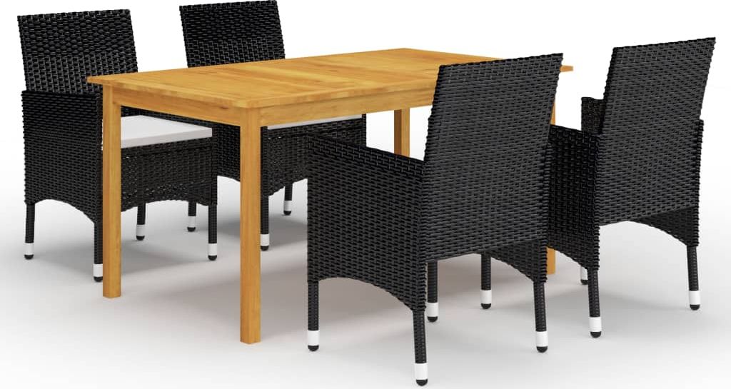 vidaXL 5-częściowy zestaw mebli ogrodowych czarny