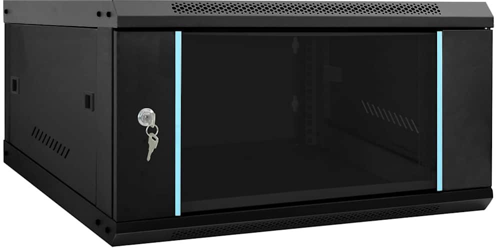 vidaXL Szafa sieciowa z przechowywaniem Czarny 60 x 60 x 35 cm Stal