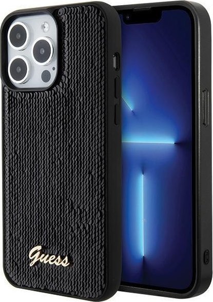Guess Guess GUHCP15LPSFDGSK iPhone 15 Pro 6.1" czarny/black hardcase Sequin Script Metal