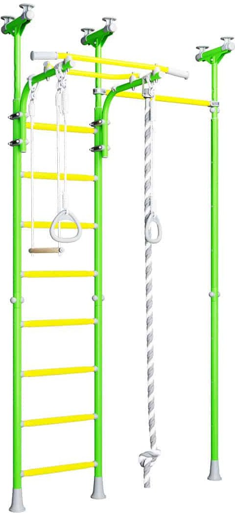 Drabinka gimnastyczna JOWISZ 3 jasnozielona + drążek + słupek | DO 100 KG