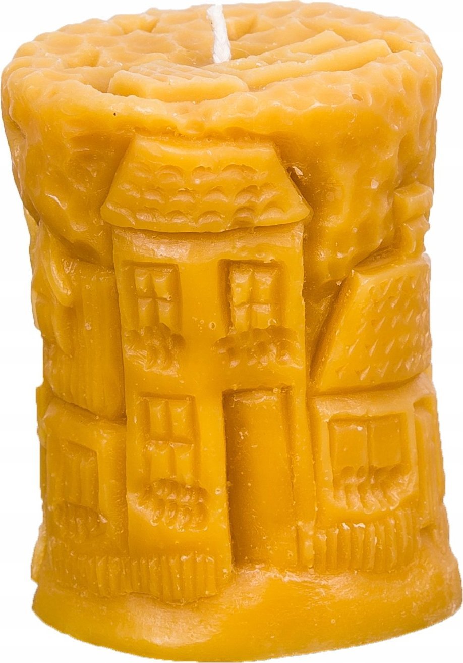 Łysoń Świeca z wosku pszczelego domek rzeźbiony (S086) - S086