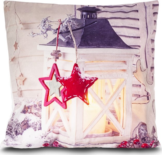 Poszewka LED na poduszkę świecąca na baterie Jasiek 40x40 Lampion Biały