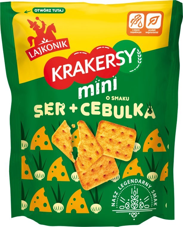 Lorenz Lajkonik Krakersy mini o smaku ser + cebulka 100 g