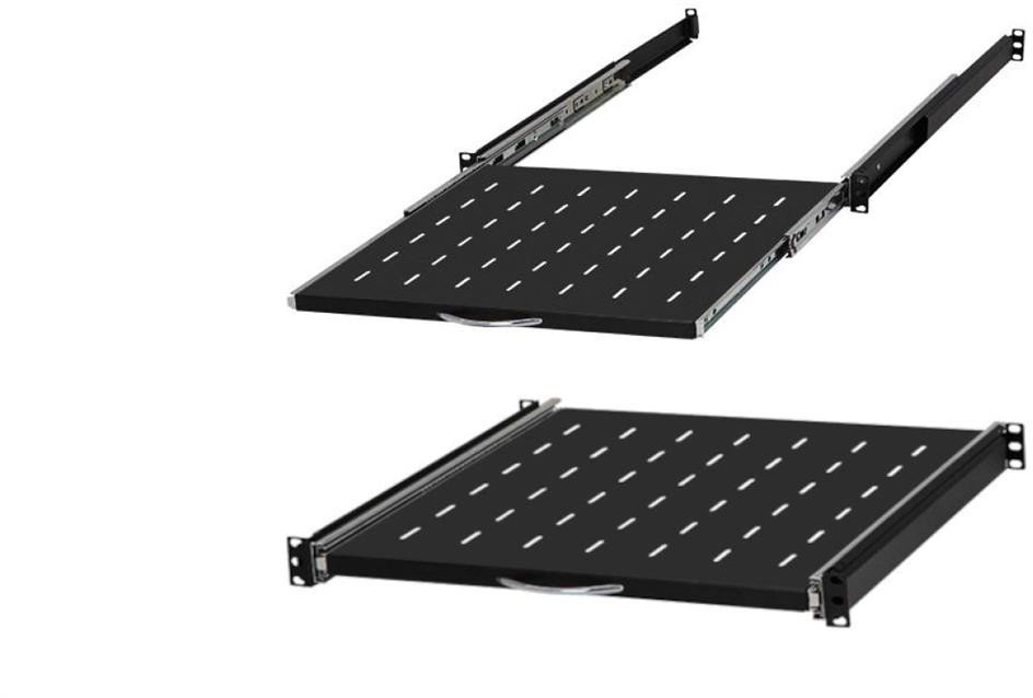 Półka wysuwana do szafy RACK 19 1U 450mm z uchwytem czarna