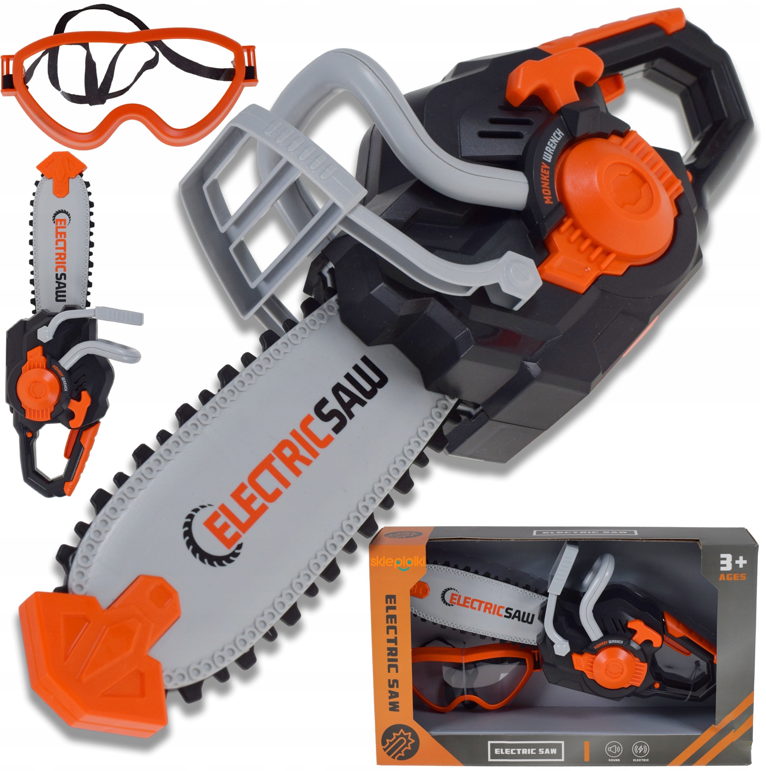 BEZPIECZNA PIŁA ŁAŃCUCHOWA ELEKTRONICZNA ZABAWKA DLA DZIECI PILARKA OKULARY