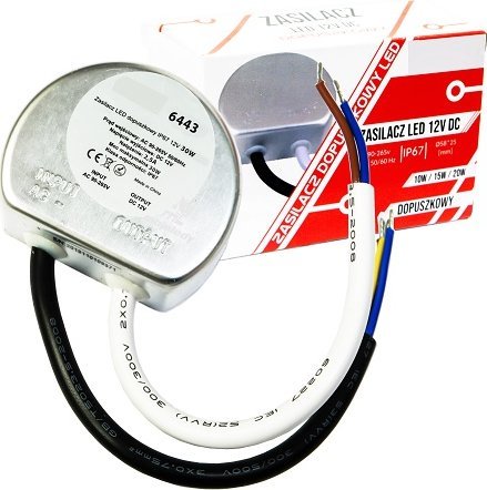 Mojeledy Zasilacz LED dopuszkowy IP67 12V 30W 2,5A 6443