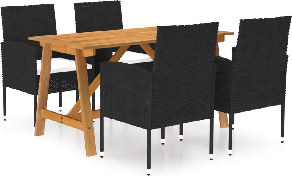 vidaXL 5-częściowy zestaw mebli ogrodowych, czarny