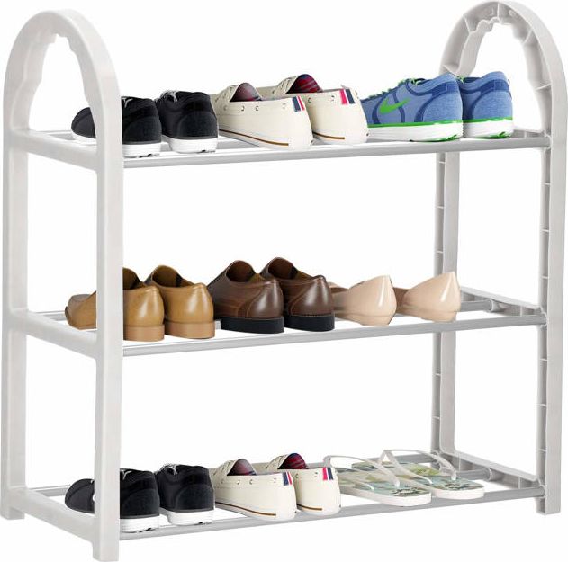 Springos Regał na buty z metalowymi 3 półkami szafka szary UNIWERSALNY