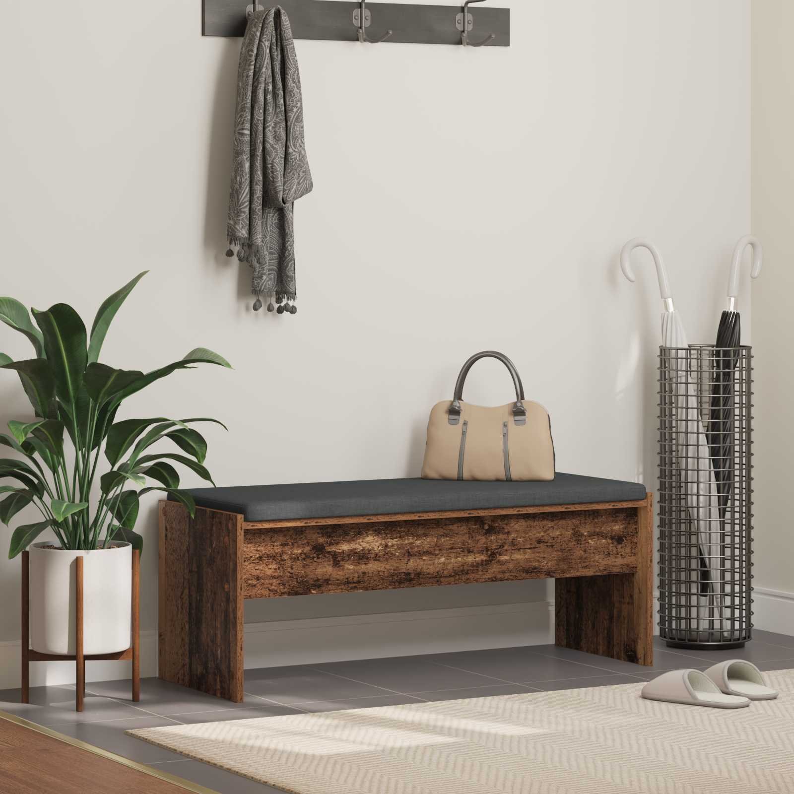 vidaXL Ławka w przedpokoju z poduszką Stare drewno 103 x 38 x 40 cm