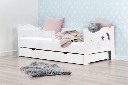 Lelu Design Łóżko 160x80cm Mr Moth pojedyncze z szufladą kolor biały