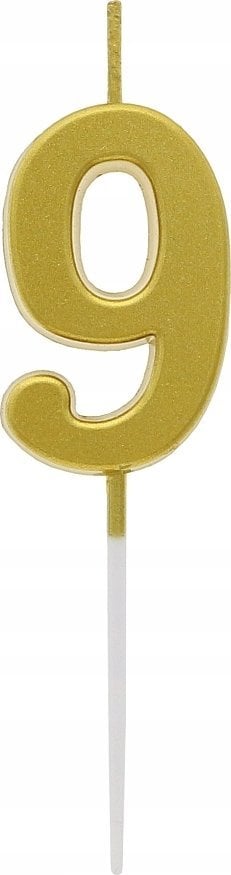 Świeczka piker B&C cyfra 9 metaliczna złota 9,5cm