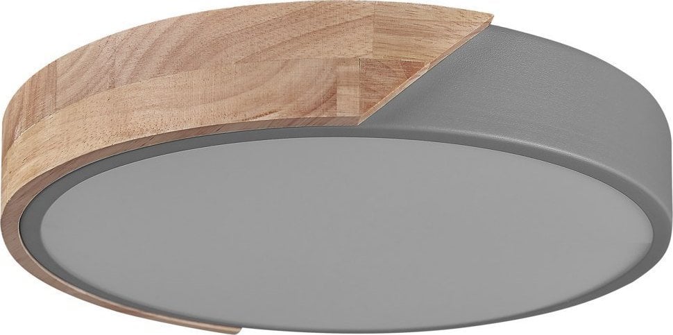 Lampa sufitowa Beliani Lampa sufitowa LED metalowa szara z jasnym drewnem PATTANI!