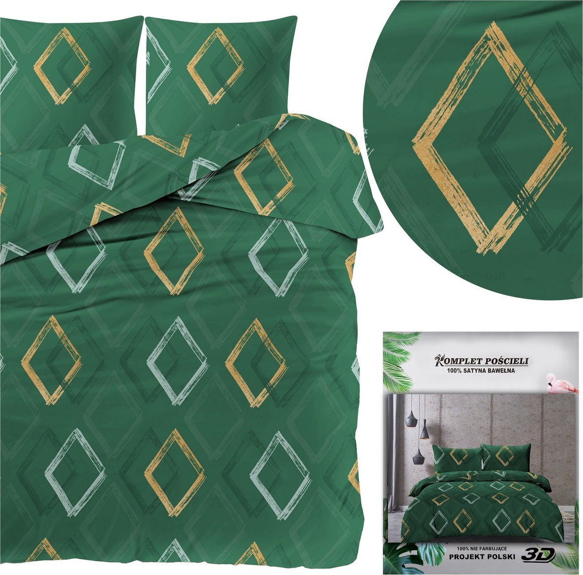 LOZKOHOLICY.PL Sp.z o.o. Sp. K. Pościel 160 x 200 3cz Satynowa Maria 2684