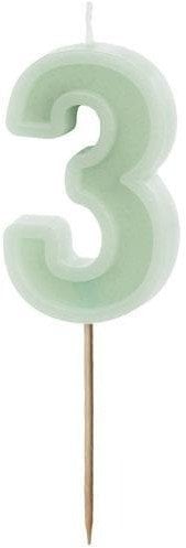 Świeczka urodzinowa 3 zielona 6cm