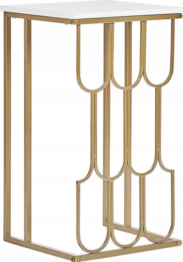 Beliani Stolik pomocniczy efekt marmuru biało-złoty PANDALE