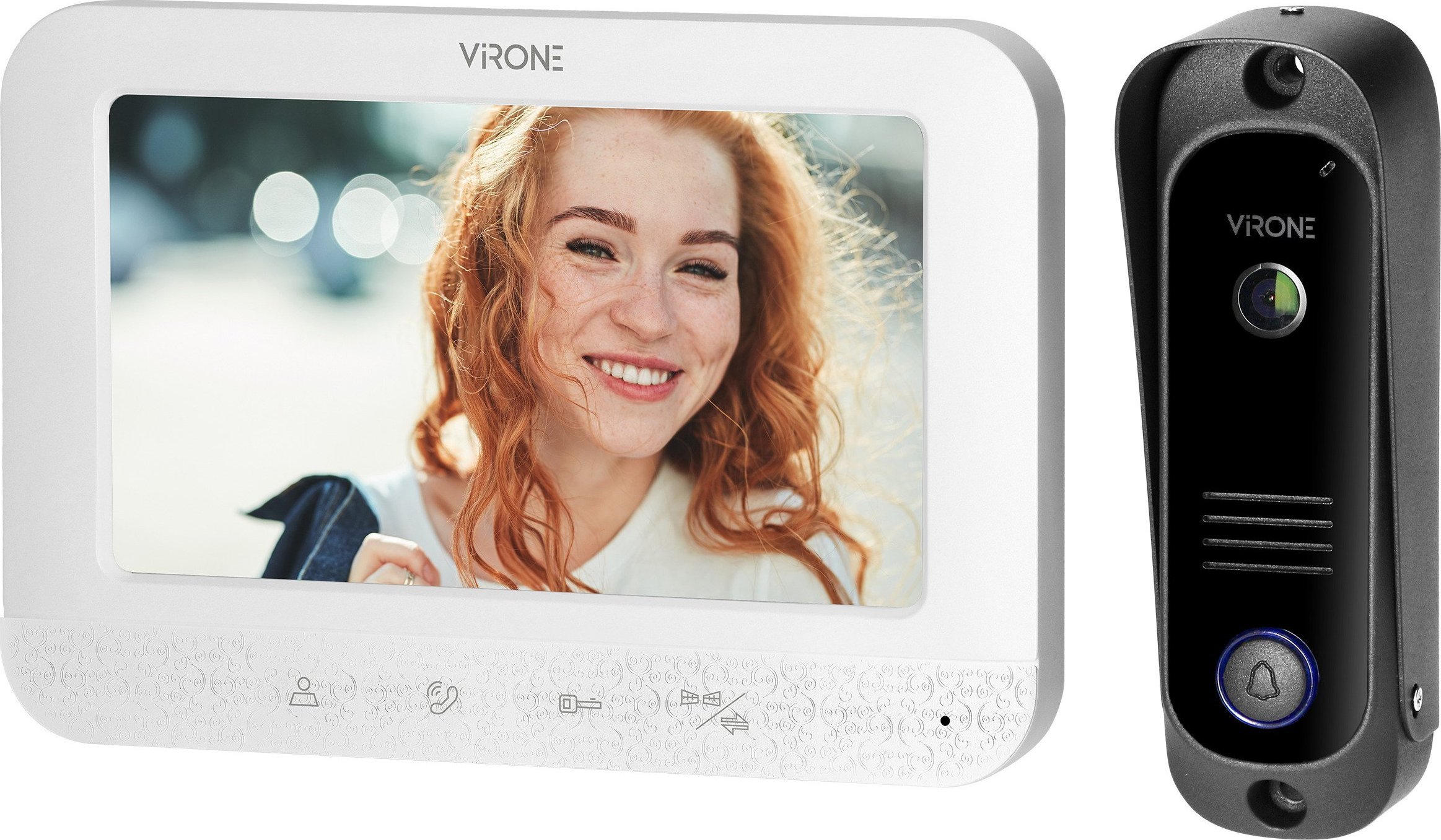 Orno Zestaw wideodomofonowy bezsłuchawkowy, monitor 7" LCD, interkom biały, SETAR