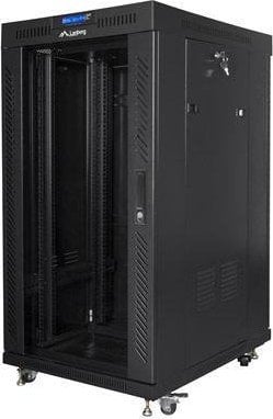 Szafa Lanberg Szafa instalacyjna Rack stojąca 19" 22U 600x600 czarna drzwi szklane LCD Lanberg (flat pack)