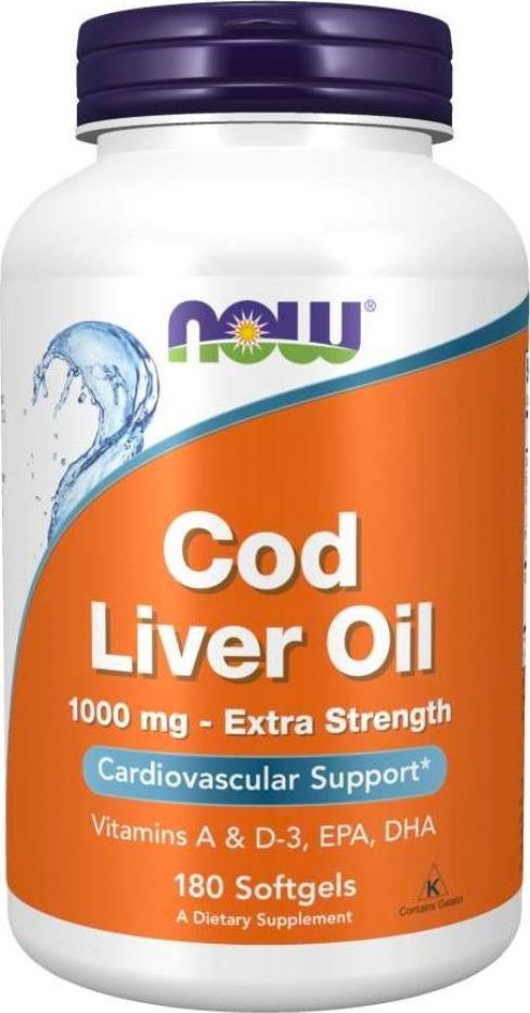 NOW Foods NOW Foods - Olej z Wątroby Dorsza, 1000 mg, 180 kapsułek miękkich