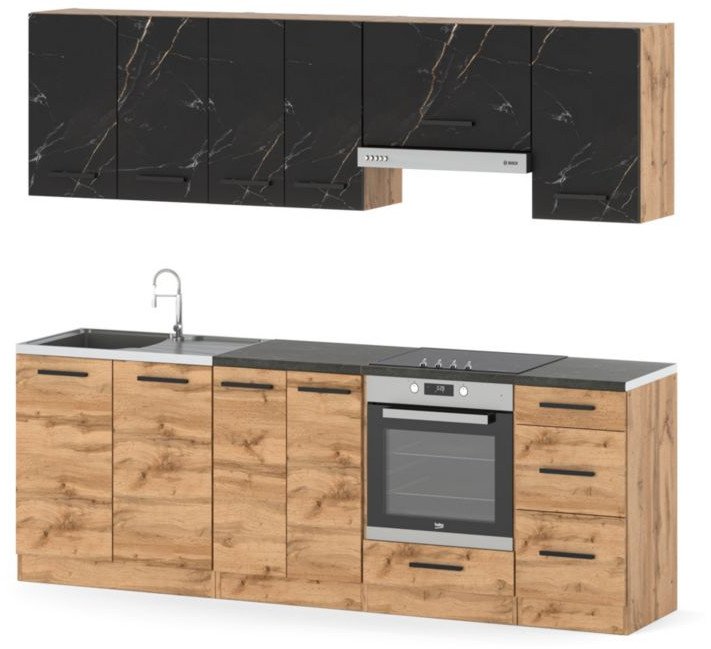 Kuchnia Nowoczesna Duża Z Blatem Pojemna 2.4m Wotan San Sebastian Dąb Wotan