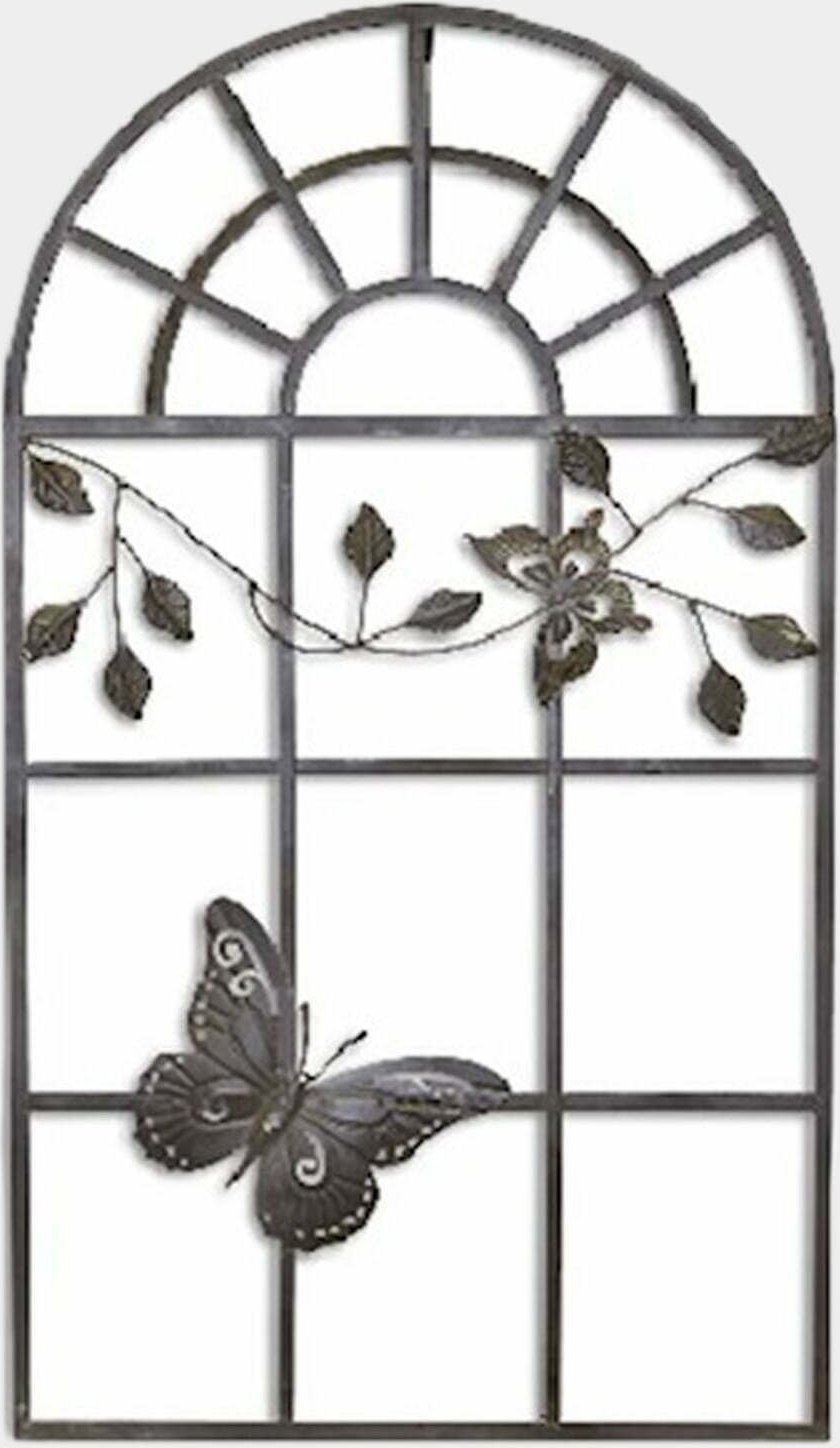 rzezbyzbrazu Metalowy Panel Ścienny Ażurowy Brąz Okno z Motylem