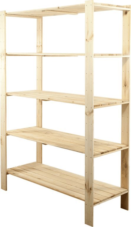 Wamar-Sosenka MAXI Regał Drewniany 166,4x120x50 cm 5 Półek ażurowych Surowy Drewno sosnowe Naturalny MAXI-4NA+ / Wamar-Sosenka