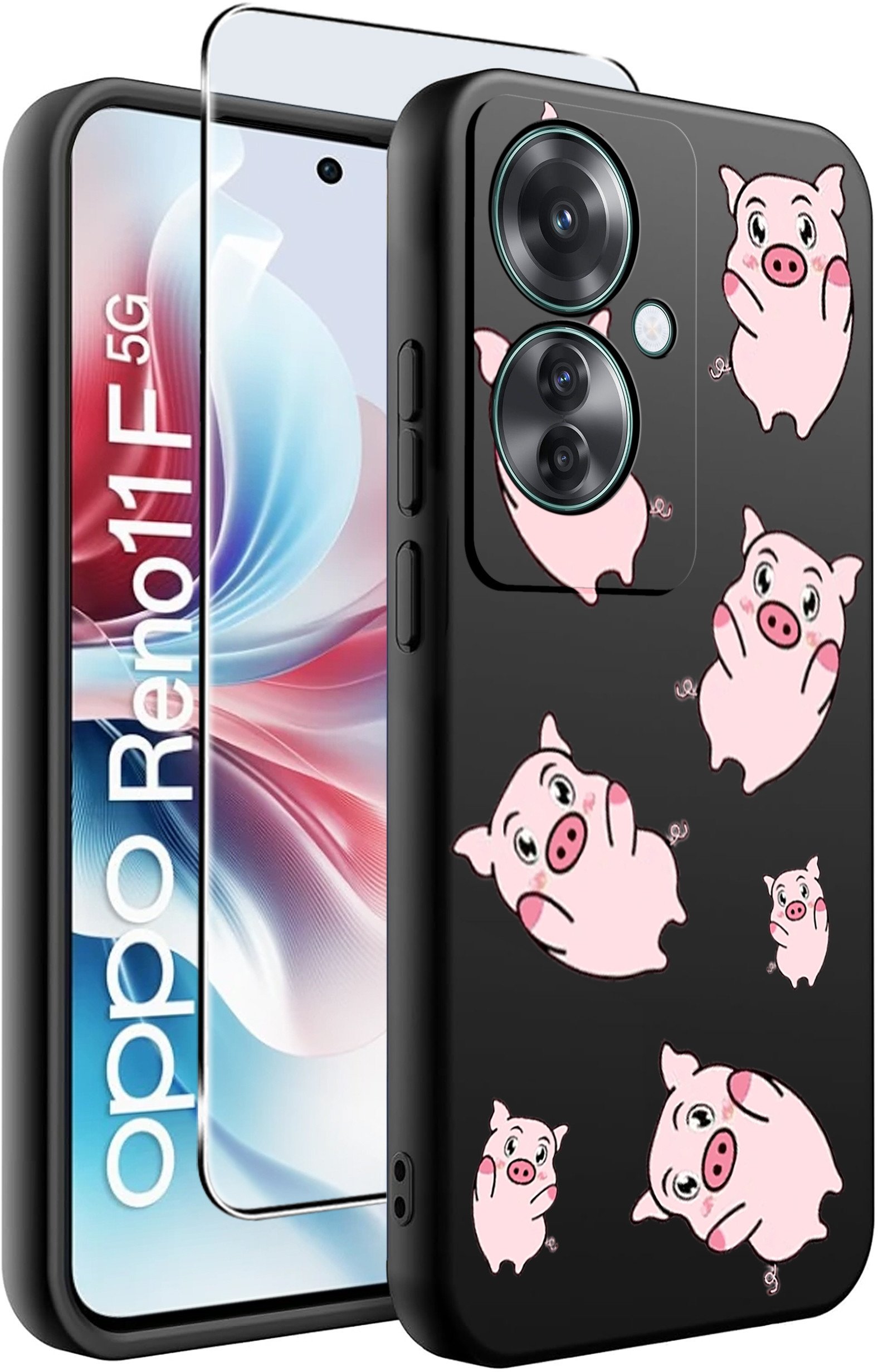 ETUI do Oppo Reno11 F 5G WZORY | SILIKONOWE MATT CASE + SZKŁO HARTOWANE 9H