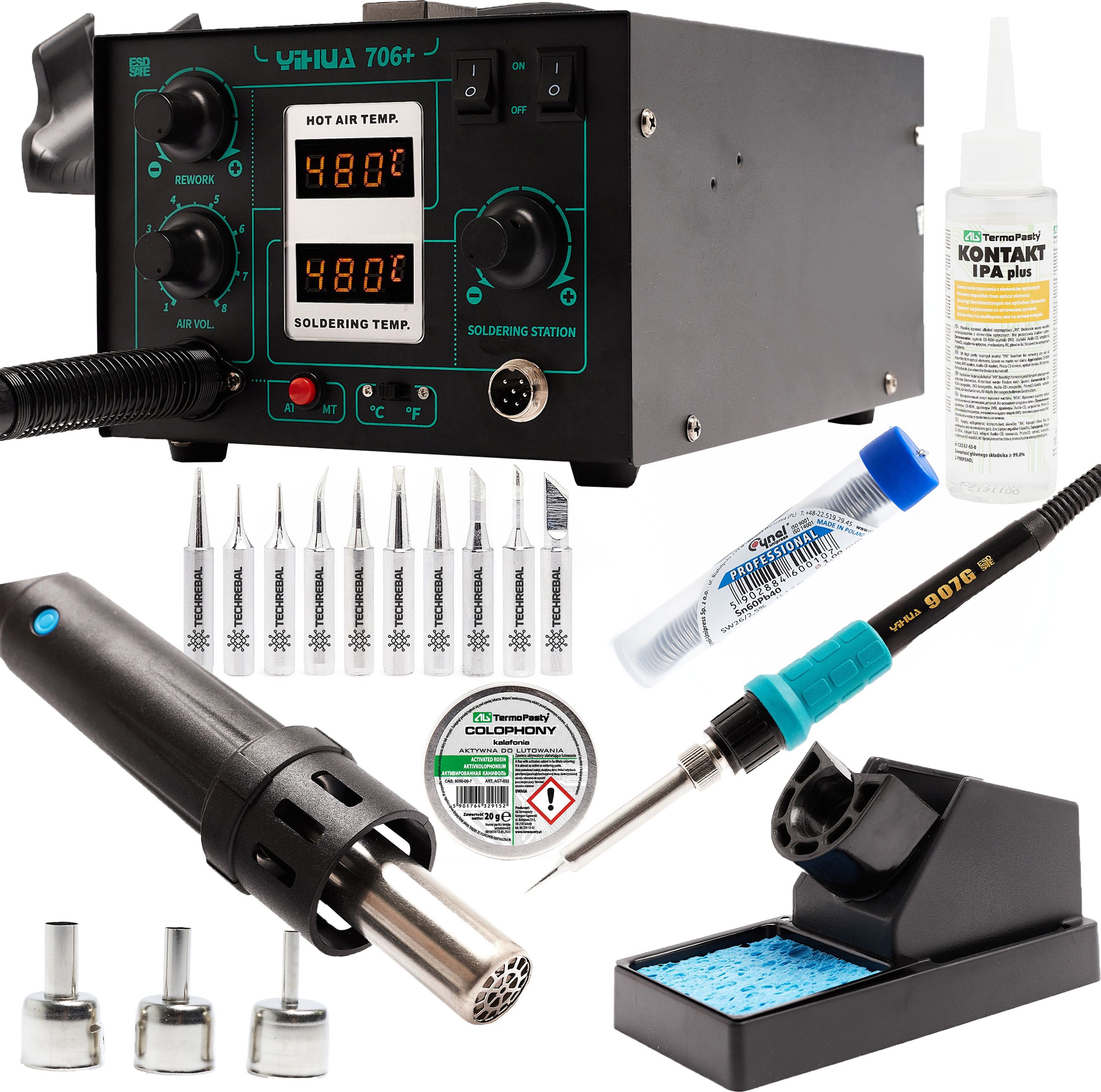 Techrebal Zestaw stacja lutownicza Yihua 706 Groty KIT10