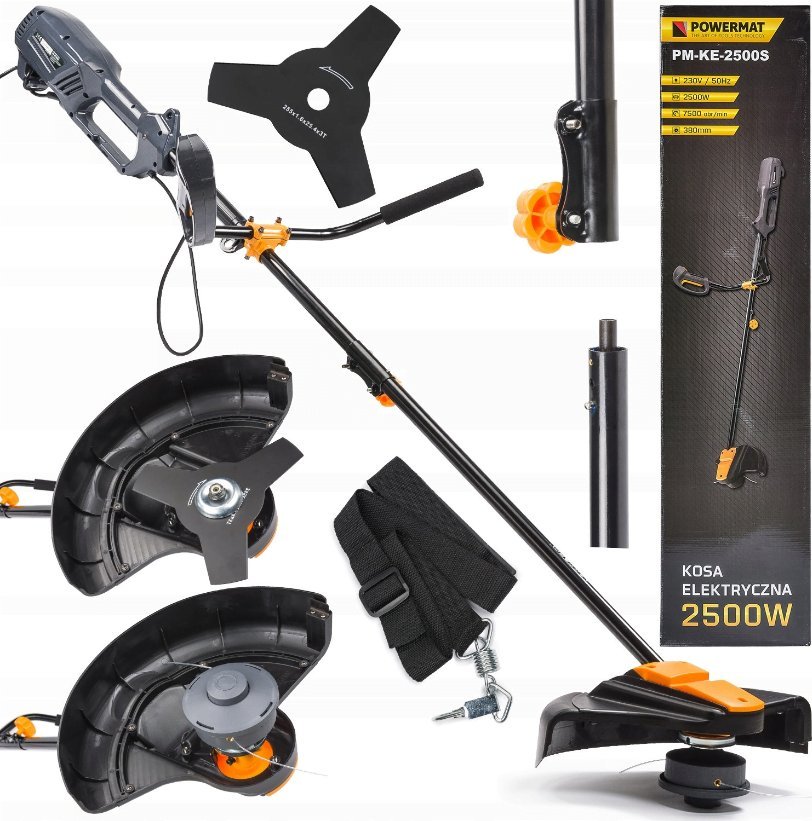 KOSA ELEKTRYCZNA PODKASZARKA 2500W GŁOWICA + ŻYŁKA + PAS + TARCZA 380MM