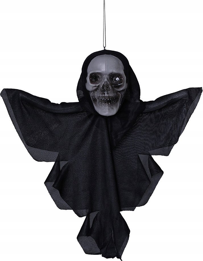 Korbi WISZĄCA GŁOWA CZASZKA DEKORACJA NA HALLOWEEN STRASZNE OZDOBA CZARNA