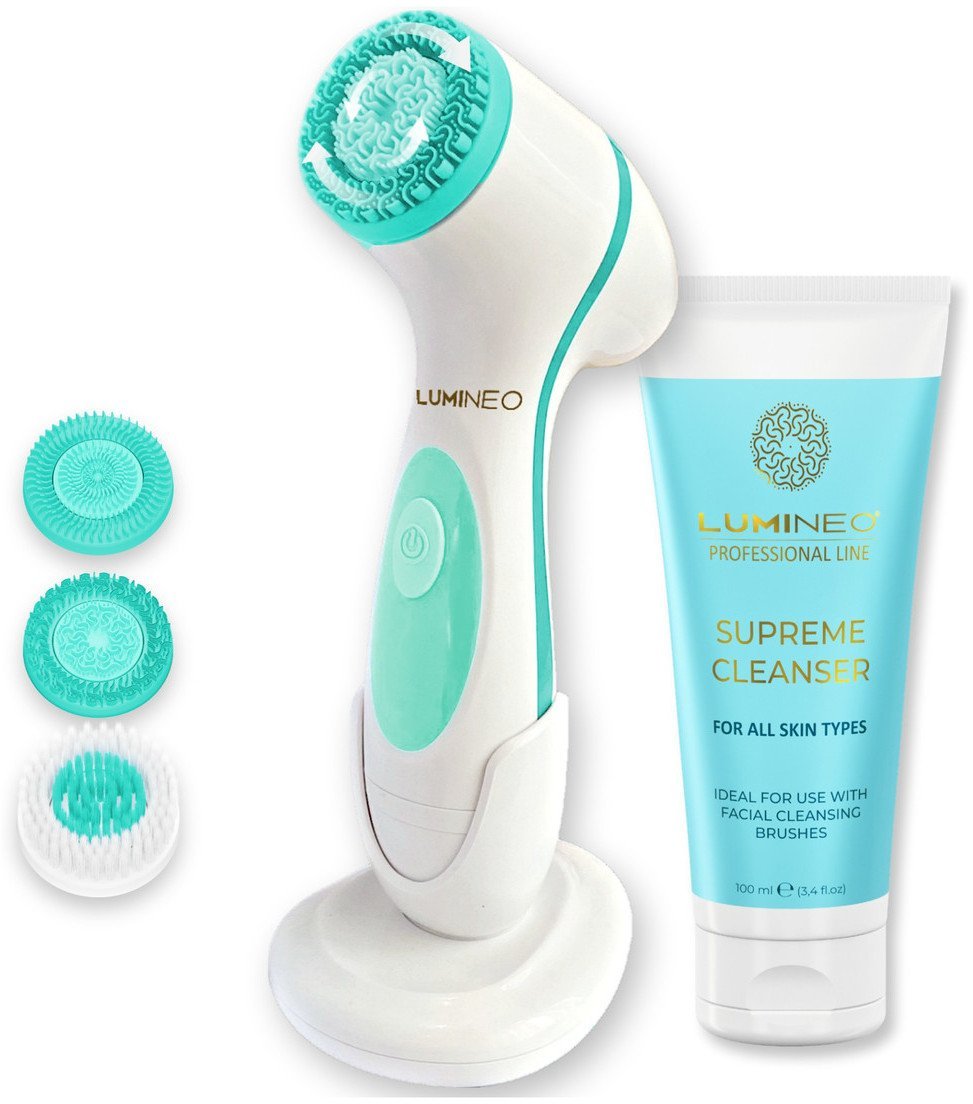 LUMINEO Professional Line Szczoteczka do twarzy Brush turkusowa + Żel oczyszczajacy Lumineo do wszystkich typów cery 100 ml