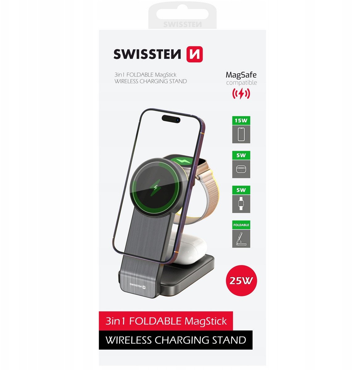 Swissten MagSafe Wireless Charger 3in1 25W
