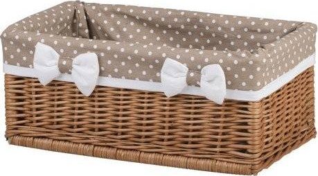 WickerPL Skrzynka wiklinowa kosz na regał kosz do łazienki pojemnik na zabawki z obszyciem 50x30 H22 cm