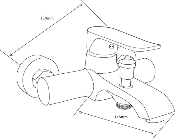 Bateria wannowa Mexen Pecos ścienne czarny