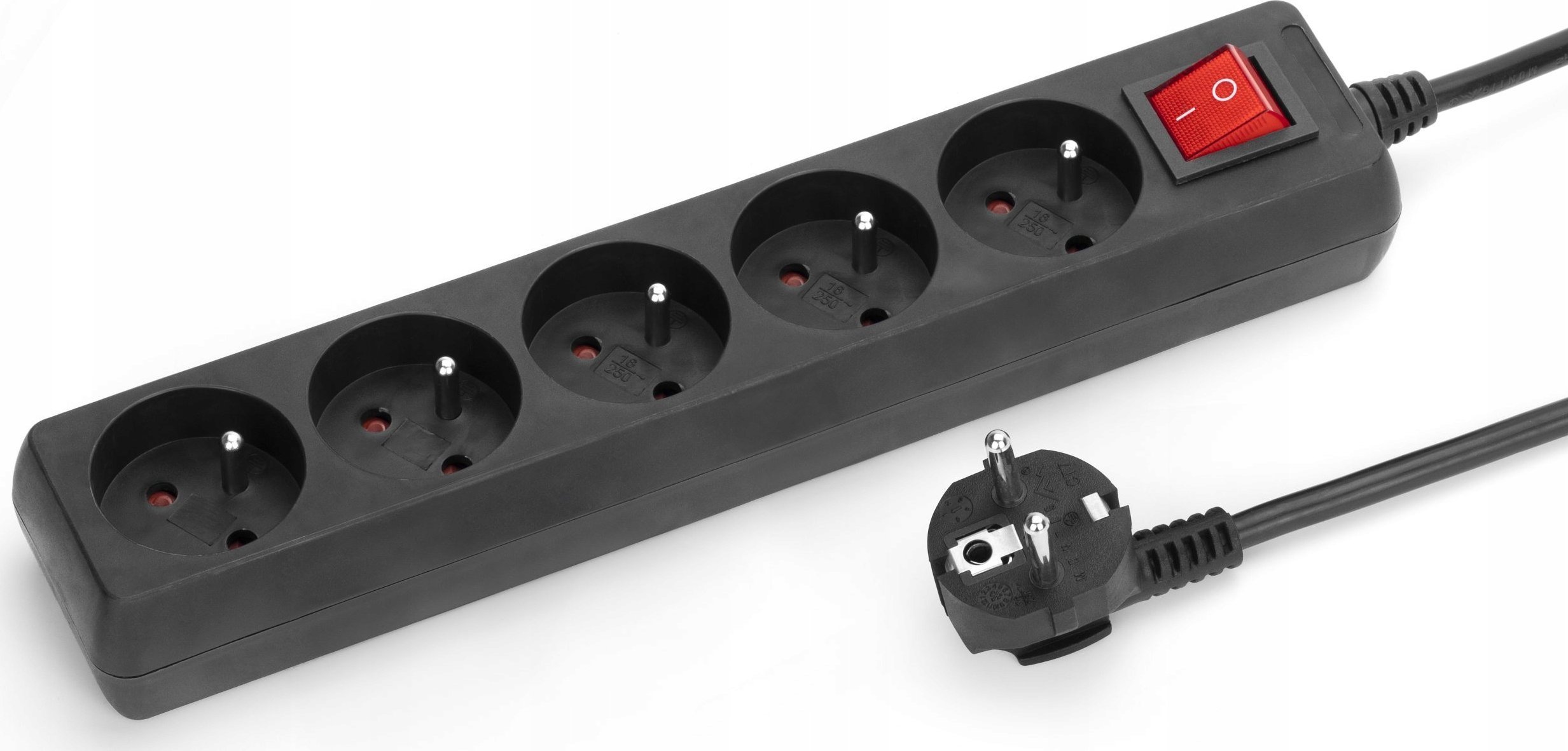 Montis Przedłużacz sieciowy 5 gn. 1,5m z przeł. czarny MT119B-1,5 MONTIS