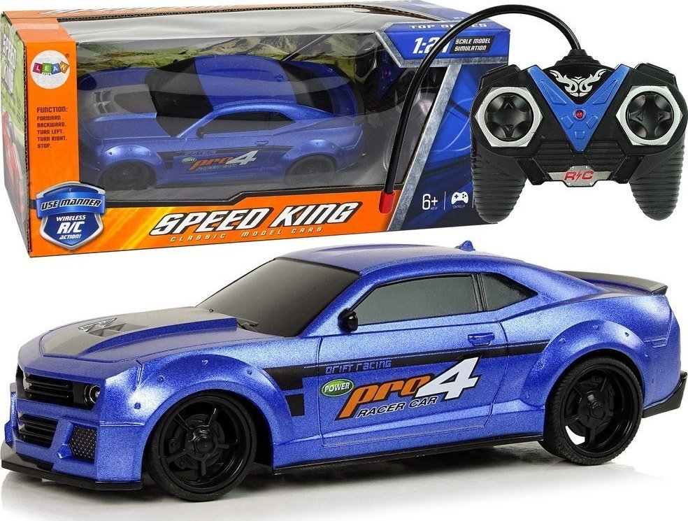 LeanToys Auto sportowe 1:24 zdalnie sterowane niebieskie