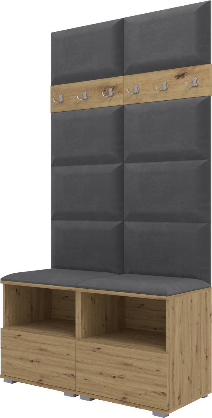 Ravio Tapicerowana garderoba Nela III - kolor dąb artisan + tkanina Trinity 15