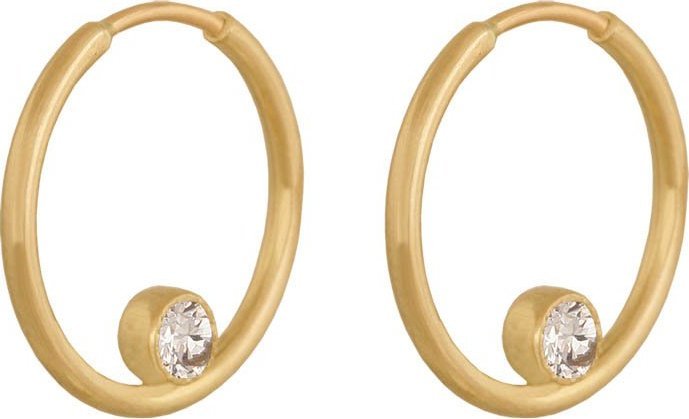 Lovrin Złote wiszące kolczyki 585 kółka z cyrkonią 1,2 g