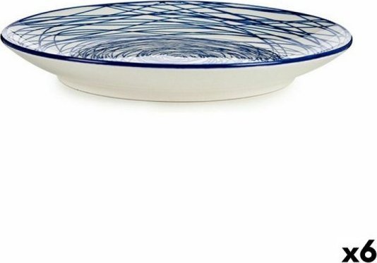 Vessia Talerz deserowy 20 cm Porcelana Niebieski Biały 6 Sztuk