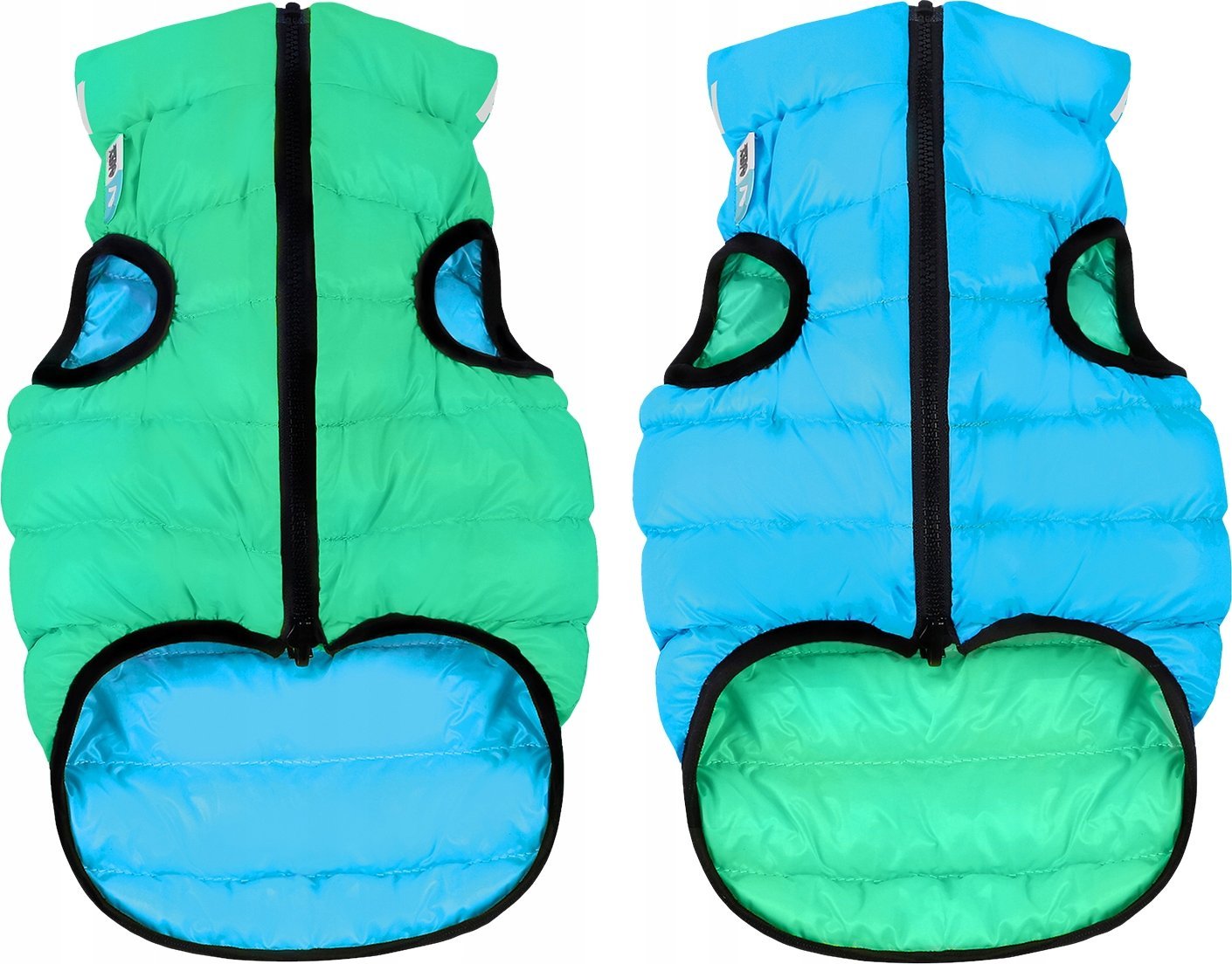 DOGGY XS 25 KURTKA LUMI ODBLASKOWA JASNOZIELONA + NIEBIESKA