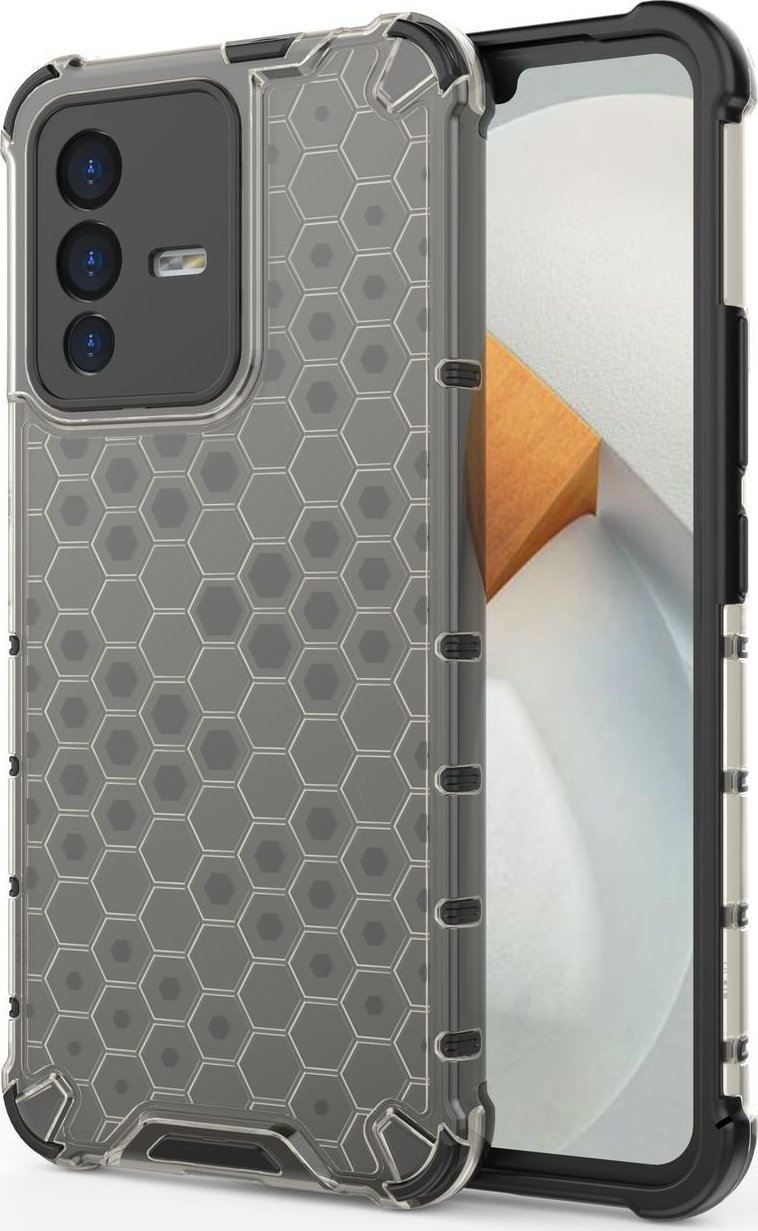 Hurtel Honeycomb etui pancerny pokrowiec z żelową ramką Vivo V23 5G czarny