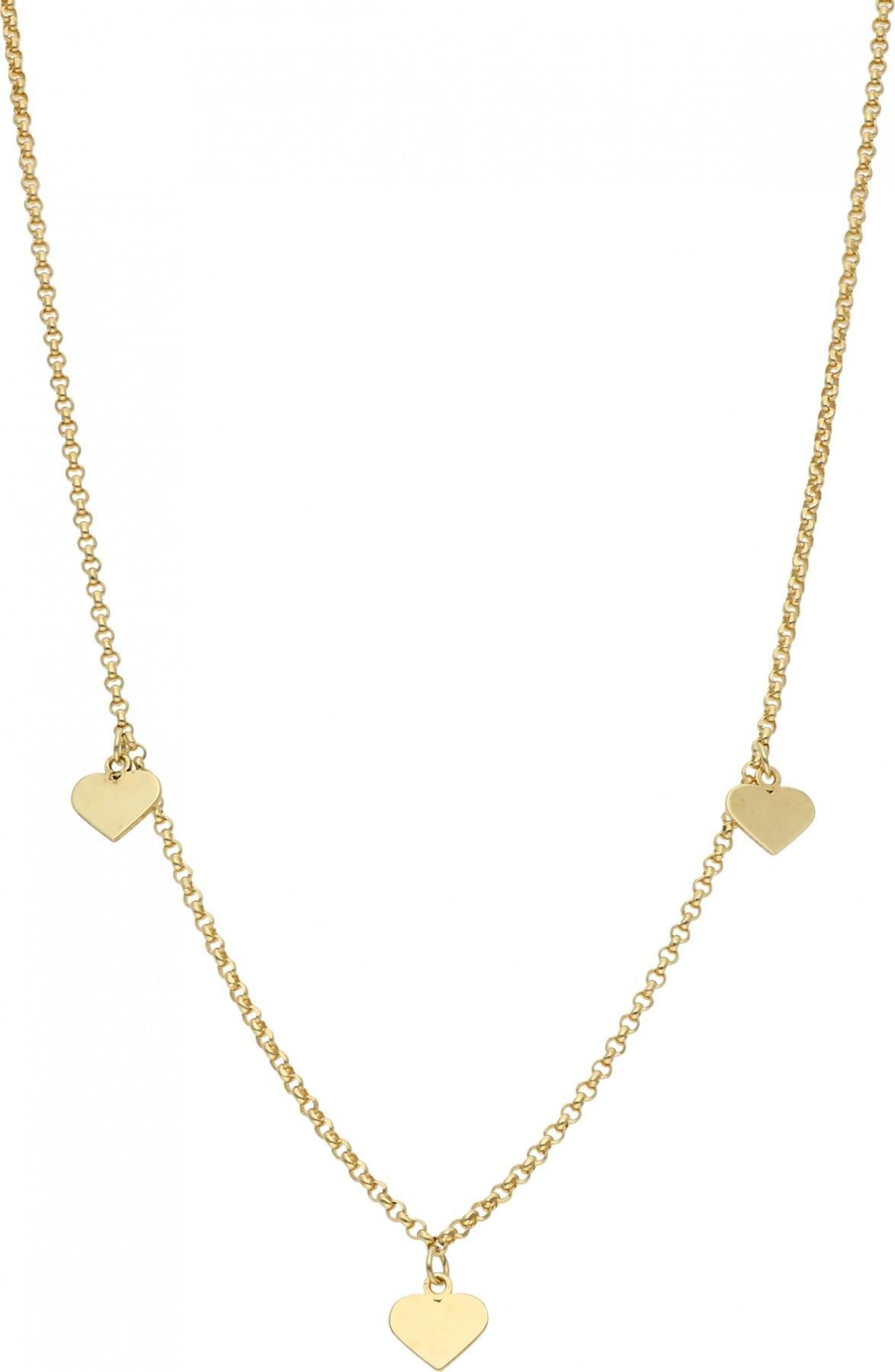 Rosanto Złoty łańcuszek celebrytka z serduszkami 42 cm 585 14k