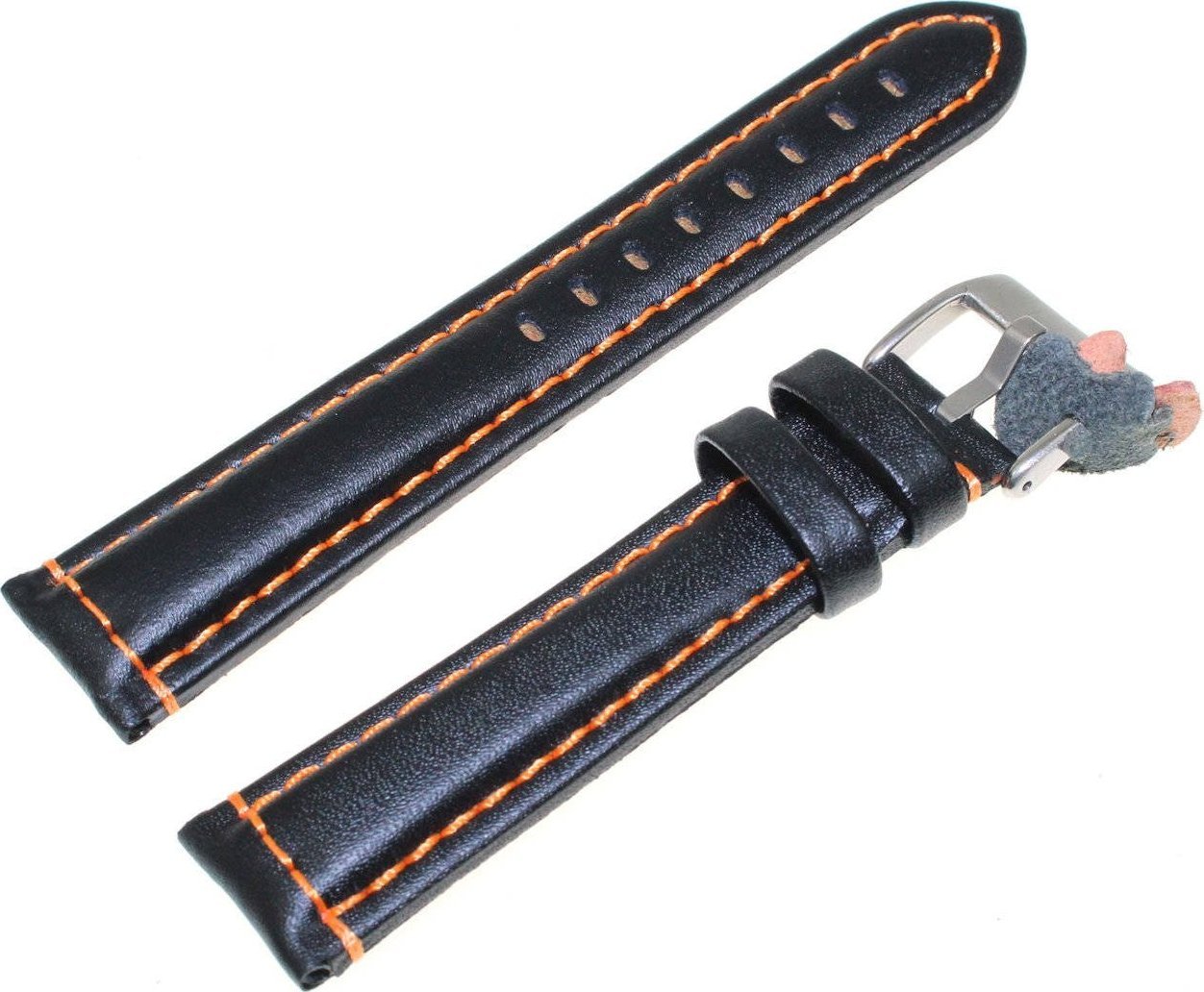 Diloy Skórzany pasek do zegarka 20 mm Diloy 393.20.56 czarny pomarańczowy