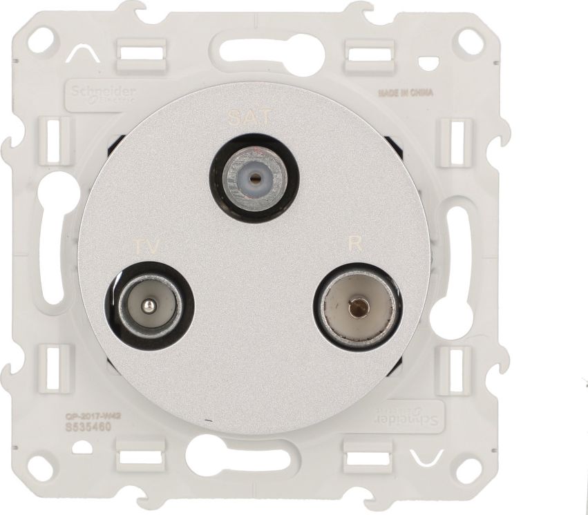 Schneider Electric Odace Gniazdo antenowe R/TV/SAT końcowe aluminium S53D460