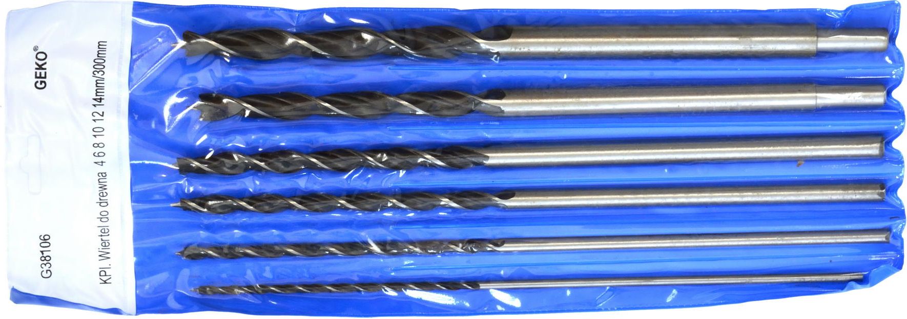 Wiertło Geko Kpl.6szt.wierteł do drewna 4-14mm/300mm (20)