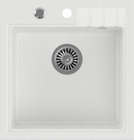 Zlewozmywak Steiner PETER 110 Steingran granitowy biały 1-komorowy z/o (50x52x20) z syfonem i zaślepką