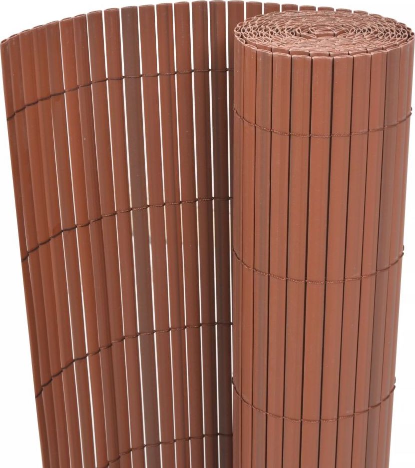 vidaXL Dwustronne ogrodzenie ogrodowe, PVC, 90x500 cm, brązowe
