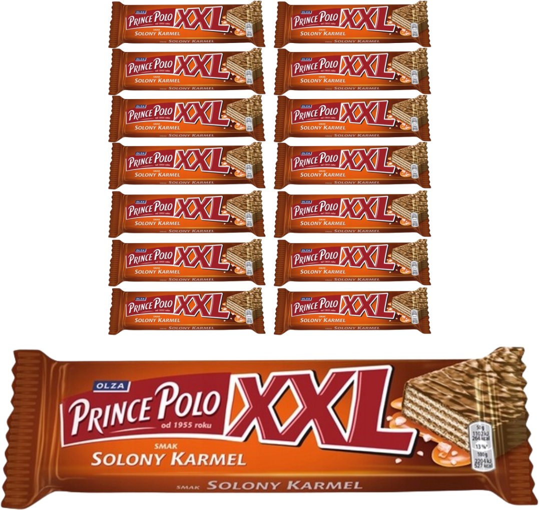 Prince Polo XXL Kruchy wafelek z kremem o smaku solonego karmelu oblany czekoladą 50 g x 14 sztuk