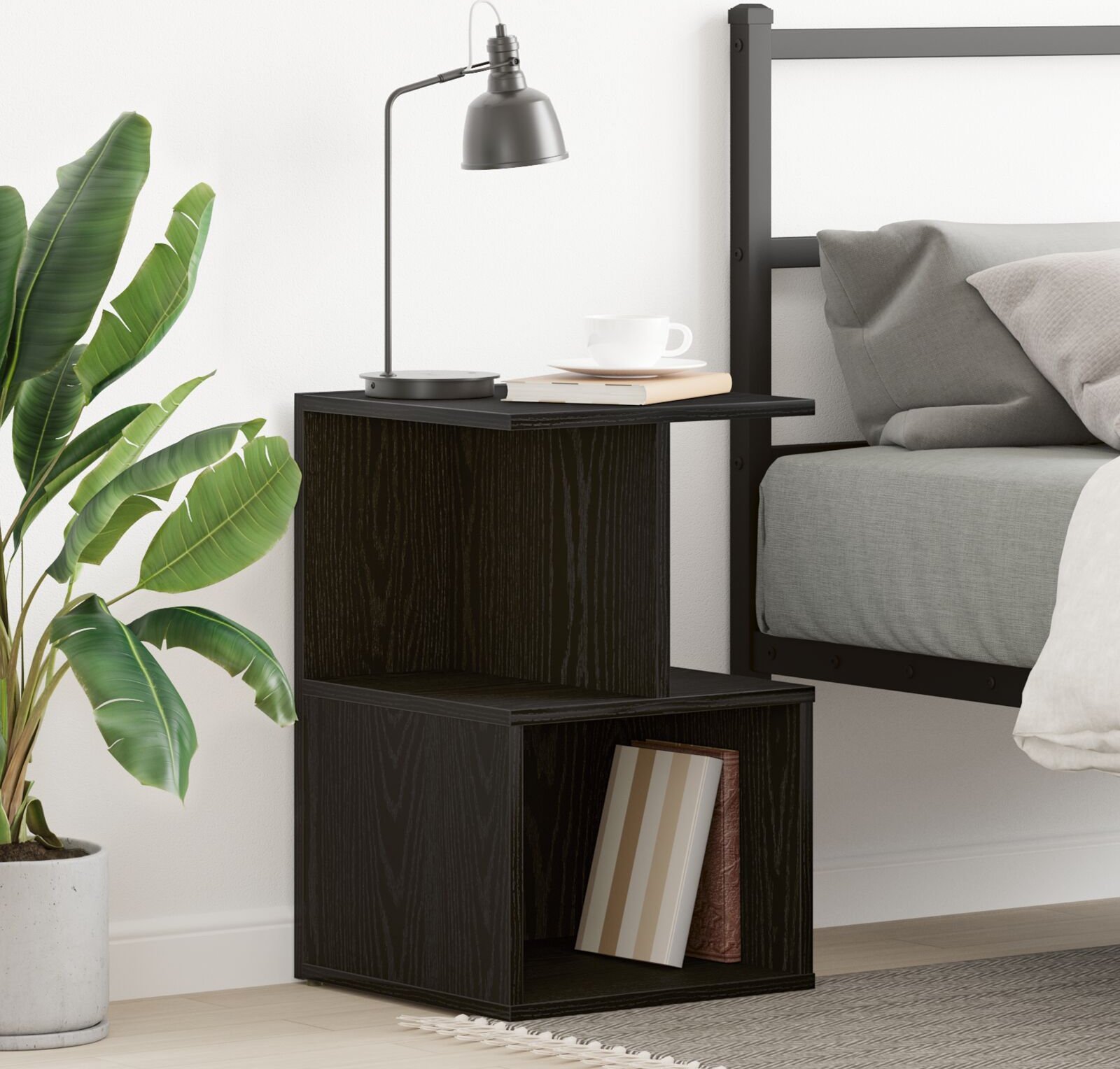 vidaXL Szafka nocna Czarny dąb Drewno drewnopochodne 35x35x55