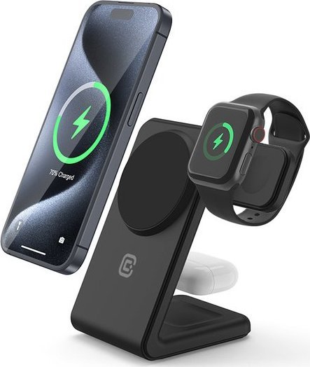 Ładowarka Crong Ładowarka bezprzewodowa 3w1 z MagSafe do iPhone, Apple Watch i AirPods