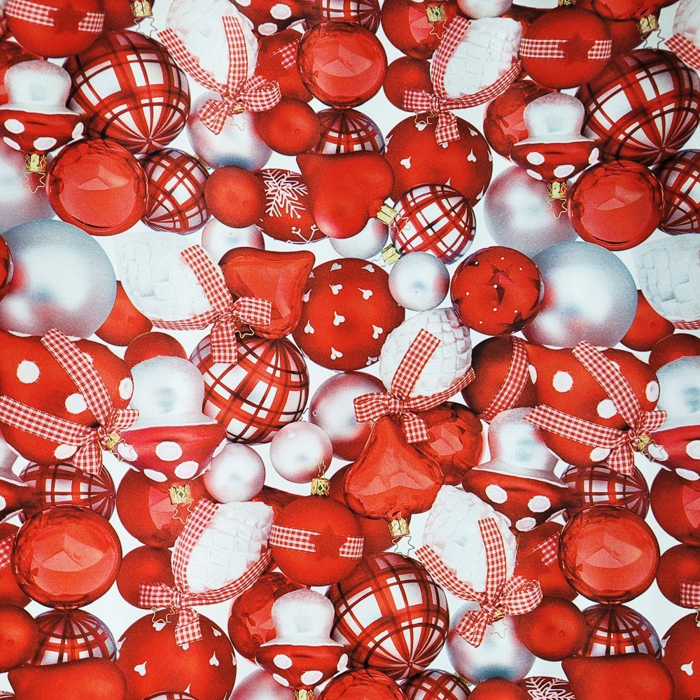 Papier bombki czerwone do pakowania 57cmx2m 2m258